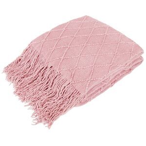 PAVILIA -  Knit Textured Soft Throw Blanket for Sofa, Pink